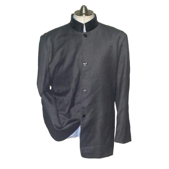 MASATOMO JAPAN Steampunk CASHMERE PYTHON snake Nehru collar jacket coat 3XL - Picture 1 of 11